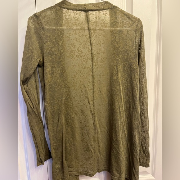 Distressed olive green burnout cardigan, sz small, old school Victoria’s Secret - Picture 2 of 3